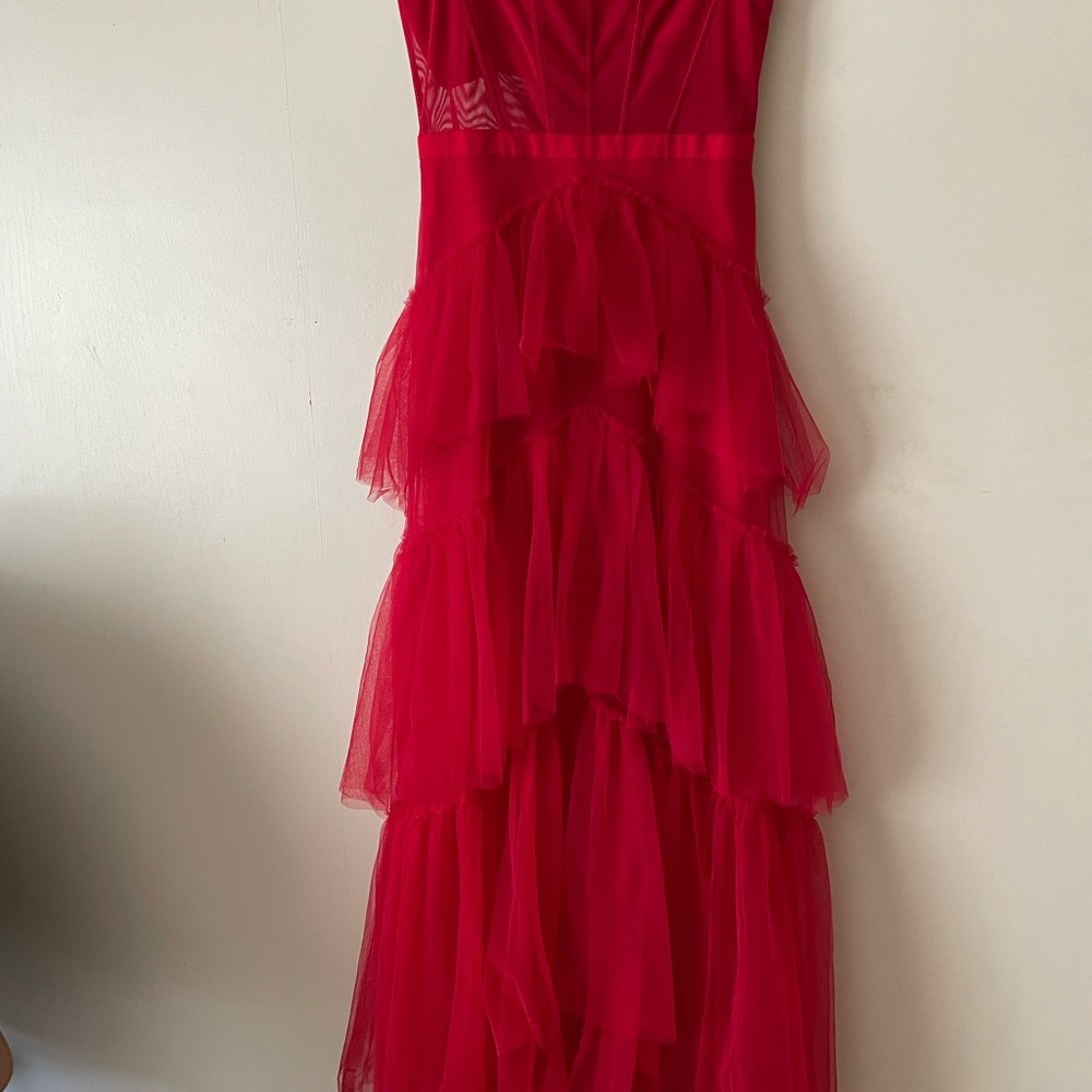 Elegant Red Layered Dress